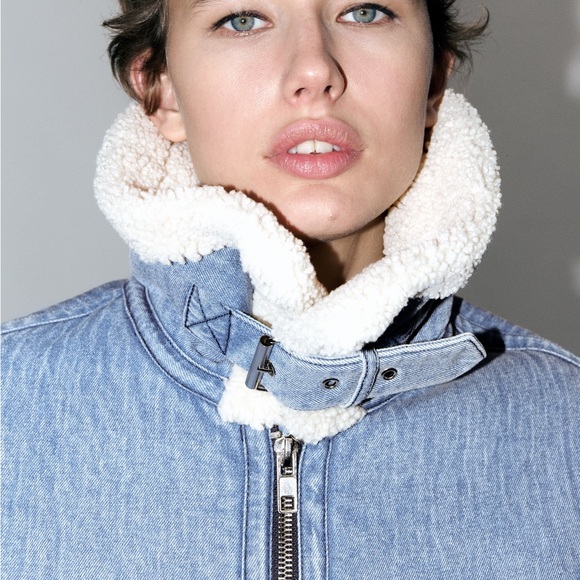 ZARA SHEARLING BIKER JACKET - Picture 4 of 8